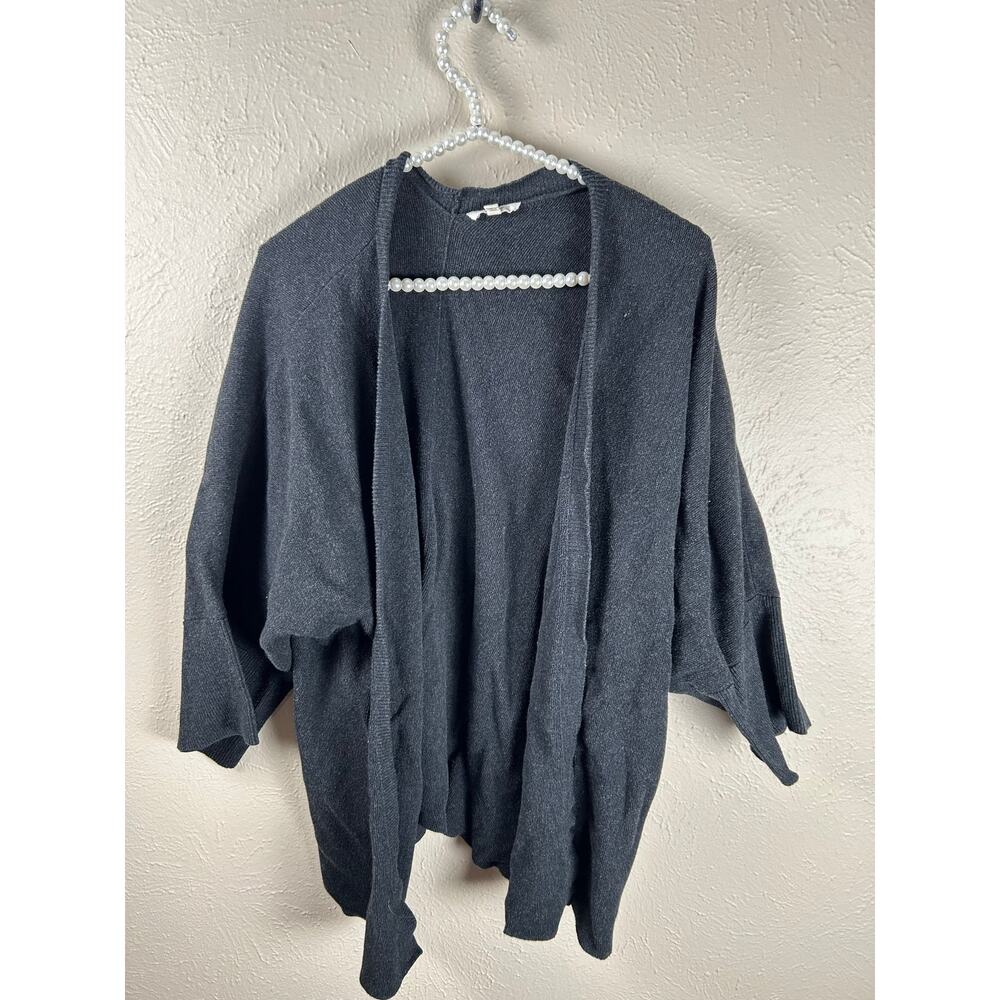 Eileen Fisher Cardigan Size Medium Organic Cotton Dark Gray Minimalist Capsule